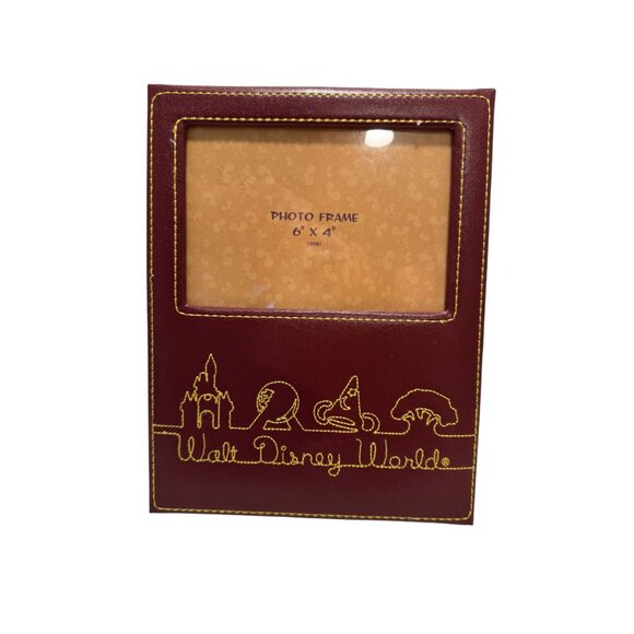 Walt Disney World Stitched Four Park Brown 4 x 6 Picture Frame Unique - Picture 4 of 6